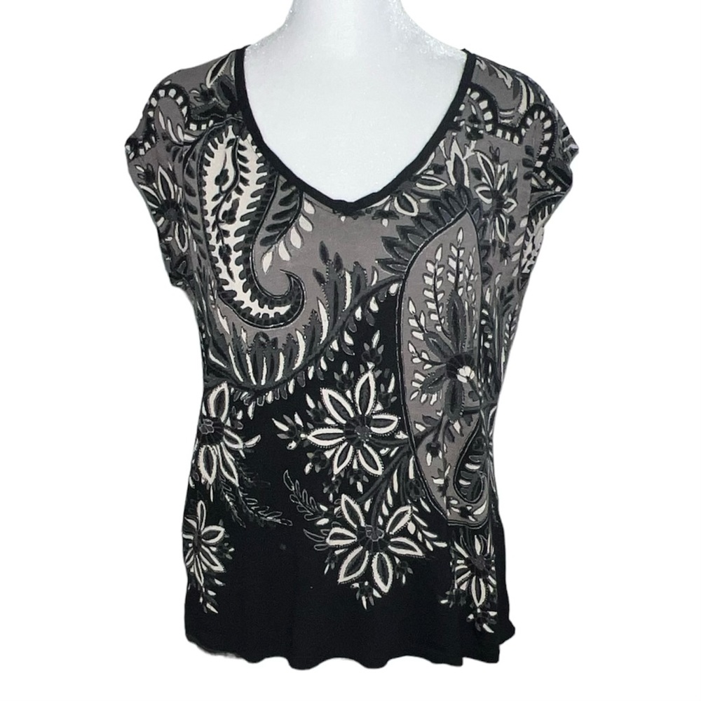 Lucky Brand Women’s V-Neck Paisley Blouse Size XS